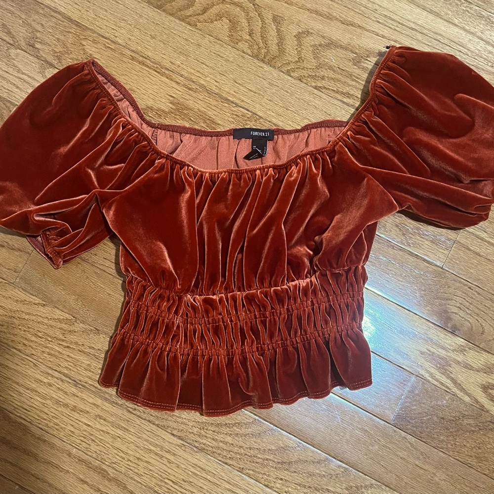 Burnt Orange Velvet Crop Top Forever21